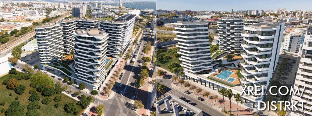 Distrikt é um condomínio fechado com duas piscinas para adultos e crianças e zona ajardinada privada. Situa-se no moderno bairro do Parque das Nações em Lisboa, muito próximo do Rio Tejo. Alguns apartamentos apresentam uma vista fantástica sobre o rio e a paisagem da cidade.