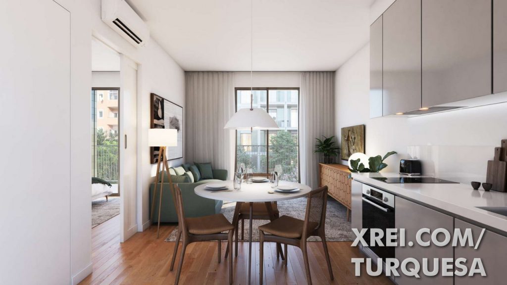 Arquitetura de apartamentos com cozinha compacta