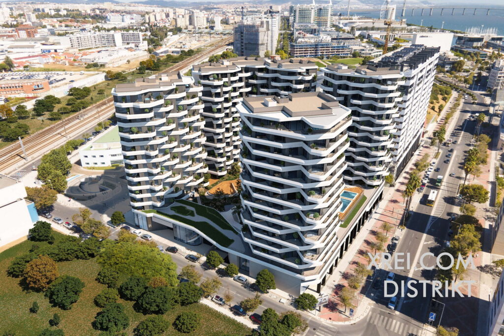 DISTRIKT, neue Wohnungen zum Verkauf in einem Wohnhaus mit Pool im Parque das Nações • Lissabon, Portugal