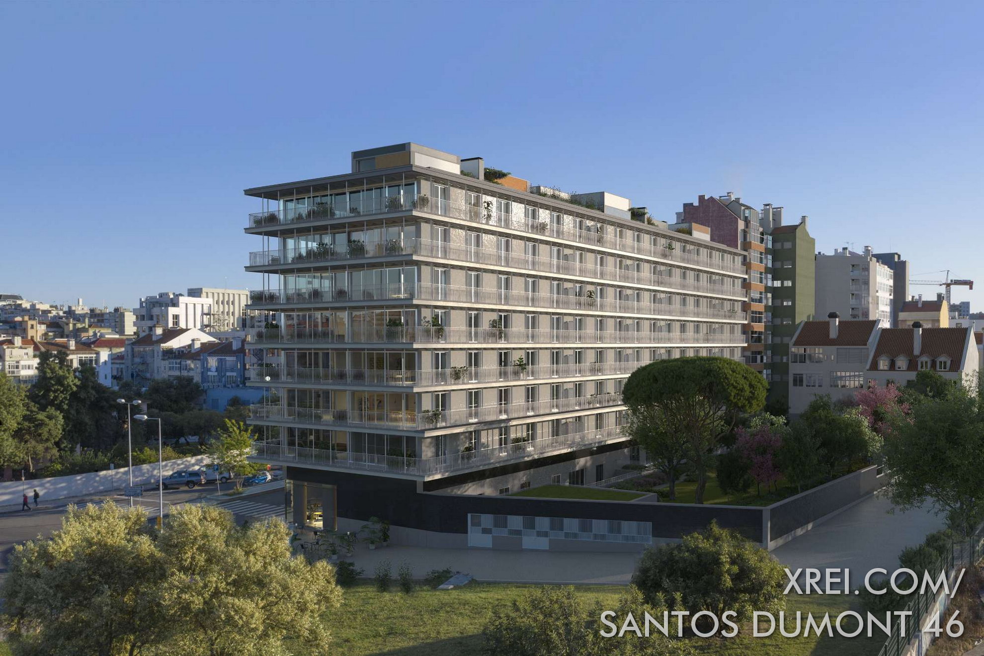 Santos Dumont 46 is a seven storey residential building with new apartments for sale with pool, storage and garage, located in Praça de Espanha in Lisbon, Portugal. With a very pleasant architecture, the building is aesthetically very well integrated with its surroundings.