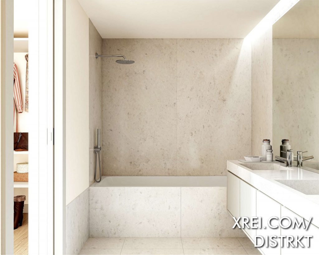 The heating of hot water at the Distrikt is done through a collective solar thermal system with an individual storage tank for each apartment, or, as an option, it can be connected to the energy distribution system at Parque das Nações.