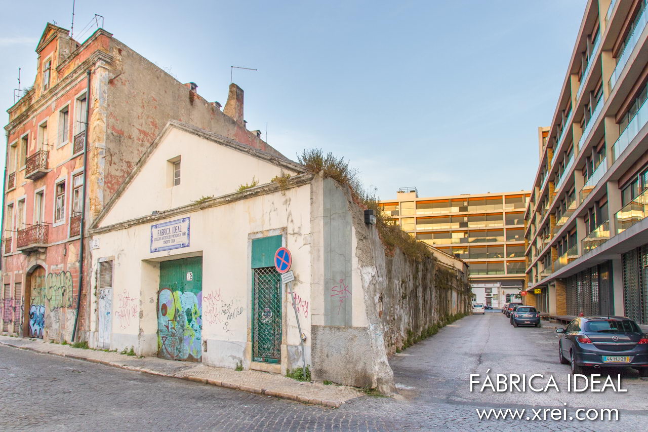 Old and new Alcântara: this image shows the Fábrica Ideal, a former hand-painted tile factory in Lisbon, alongside the new apartment condominiums that are gradually replacing Lisbon