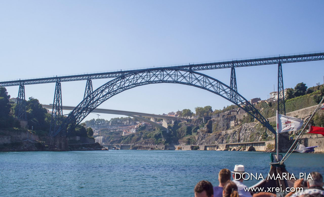 Ponte Dona Maria Pia, the oldest bridge in Porto linking Porto and Vila Nova de Gaia, inaugurated on 4 November 1877
